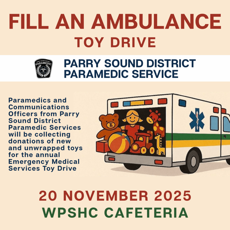 Fill an ambulance toy drive at the WPSHC cafeteria on Nov 20. Donations of new and unwrapped toys, or cash, accepted.